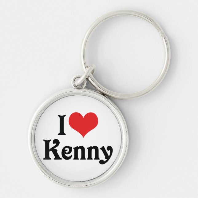 Jag älskar Kenny Rund Silverfärgad Nyckelring (Framsidan)