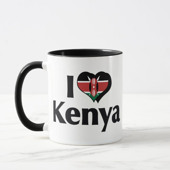 Jag älskar Kenya Flagga Mugg (Vänster)