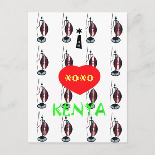 Jag älskar Kenya Massai-konsttryck Vykort