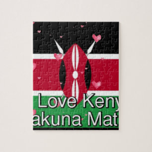 Jag älskar Kenya och "Hakuna Matata" Konsttryck Pussel
