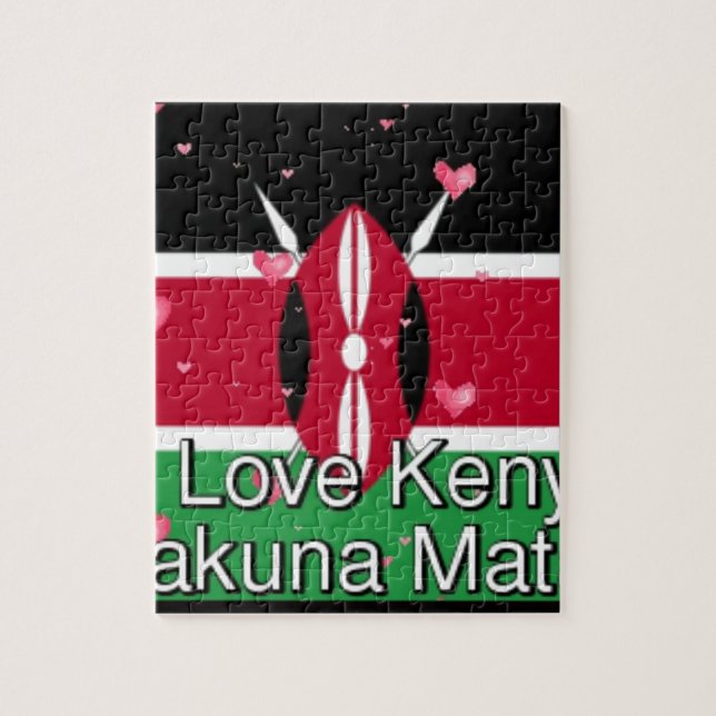 Jag älskar Kenya och "Hakuna Matata" Konsttryck Pussel (Vertikal)