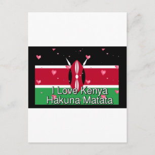 Jag älskar Kenya och "Hakuna Matata" Konsttryck Vykort