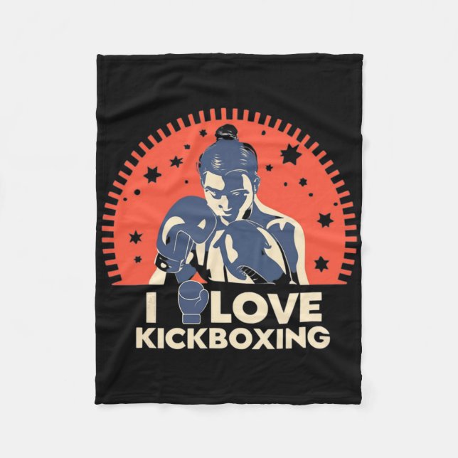 Jag älskar kickboxning Boxning kärlek Kickboxare K Fleecefilt (Framsidan)