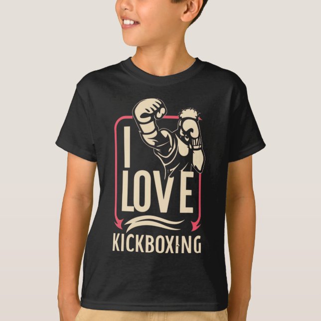 Jag älskar kickboxning Boxning kärlek Kickboxare K T Shirt (Framsida)