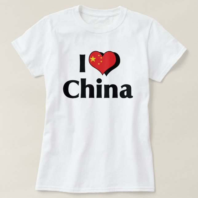 Jag älskar Kinaflagga Tee Shirt (Design framsida)