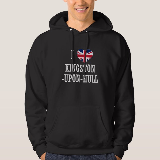 Jag älskar Kingston Upon Hull England Union Jack F Hoodie (Framsida)