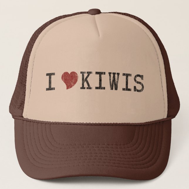 Jag älskar Kiwis Vintage Retro Hatt Truckerkeps (Framsida)