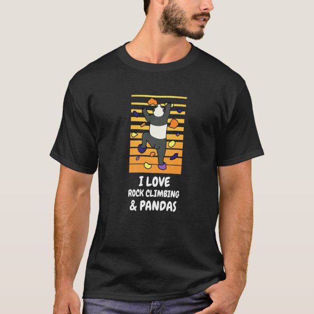 Jag älskar klätterande pandor på klippvägg t shirt (Framsida)
