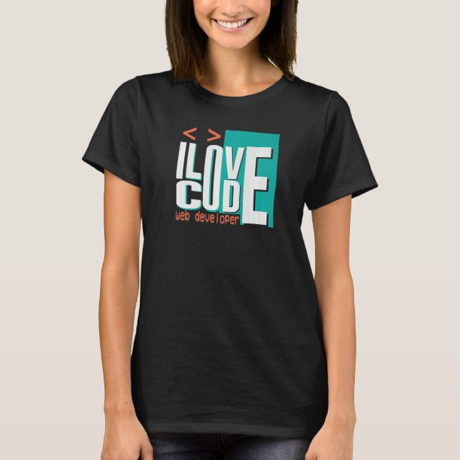 Jag älskar kod programmerare webbutvecklare t shirt (Framsida)