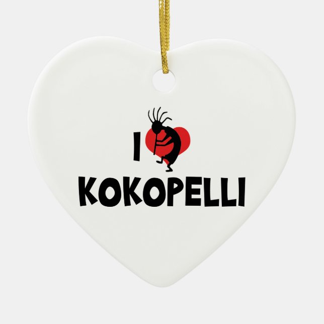 Jag älskar Kokopelli-ornament Julgransprydnad Keramik (Framsidan)