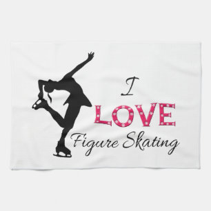 JAG ÄLSKAR konståkning, snöflingor & skater Kökshandduk