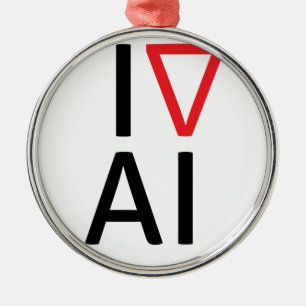 Jag älskar konstgjord intelligens julgransprydnad metall