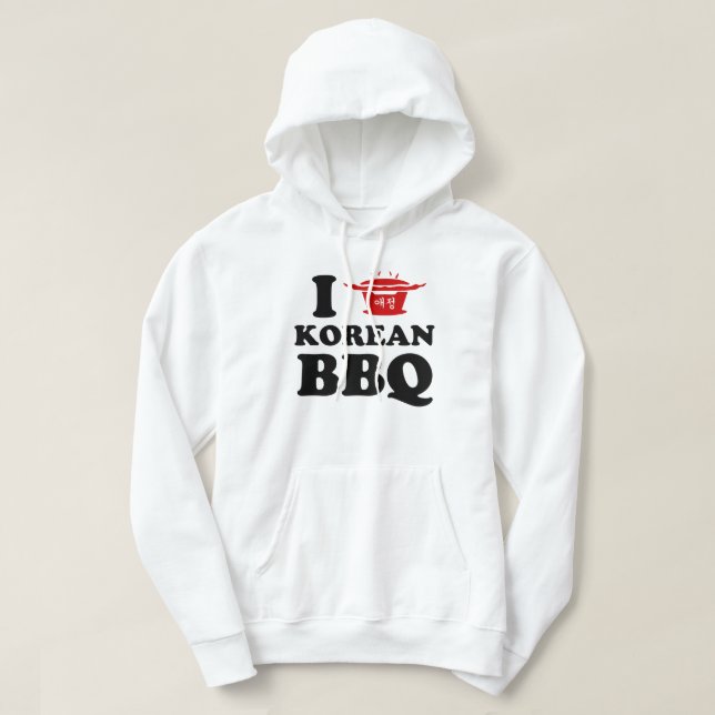Jag älskar koreansk BBQ (고기구이) Hoodie (Design framsida)