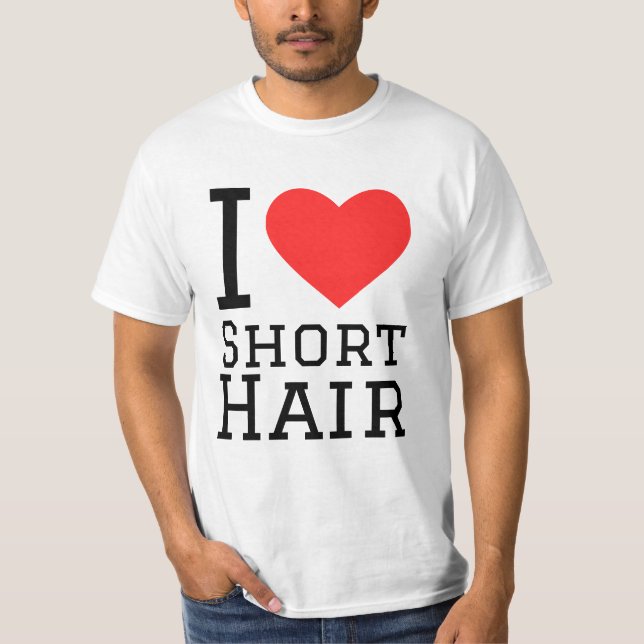 Jag älskar kort hår t shirt (Framsida)