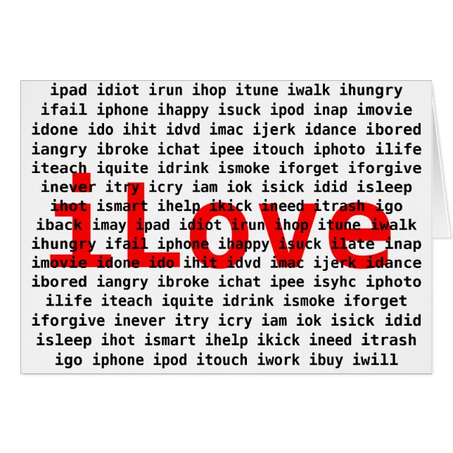 Jag älskar kortet för U-textdesignen Hälsningskort (Framsidan Horizontal)