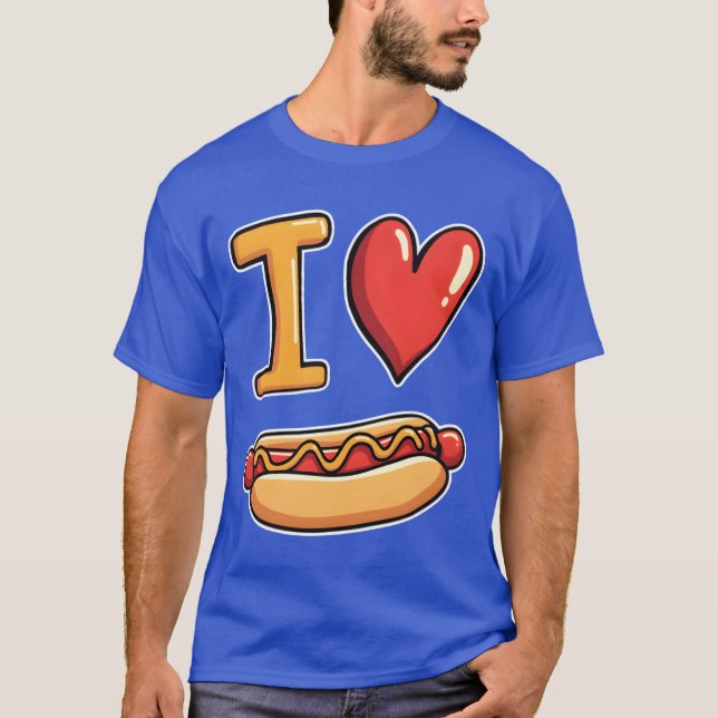 Jag älskar korv snabbmat mellanmål kul t shirt (Framsida)