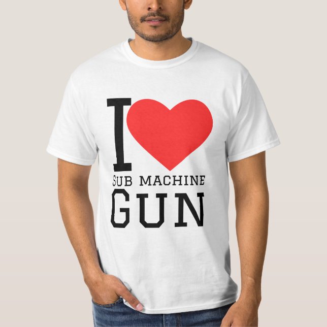 Jag älskar kulsprutepistol t shirt (Framsida)