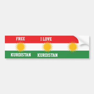 JAG ÄLSKAR KURDISTANEN OCH FRI KURDISTANFLAGGA BILDEKAL