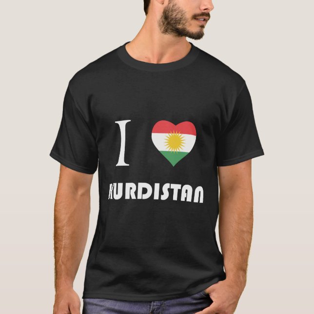 Jag älskar kurdistanen - vittext, svart t shirt (Framsida)
