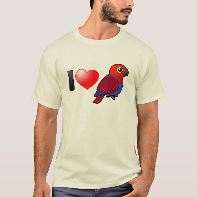 Jag älskar (kvinnliga) Eclectus papegojor, Tee (Framsida)