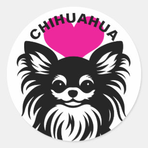 Jag älskar långhåriga chihuahuor söt valp runt klistermärke