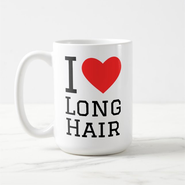 Jag älskar långt hår kaffemugg (Vänster)