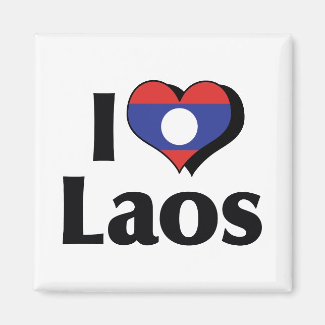 Jag älskar Laos flagga Magnet (Framsidan)