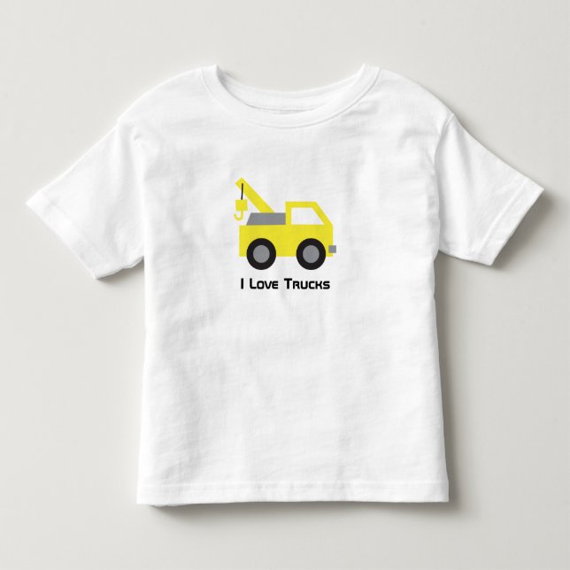 Jag älskar lastbilar, söt gul fordon för barn tee shirt (Framsida)