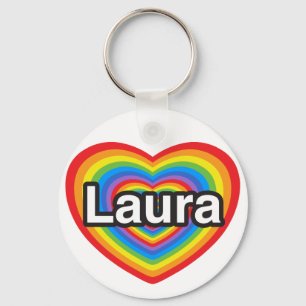 Jag älskar Laura. Jag älskar dig Laura. Hjärta Nyckelring