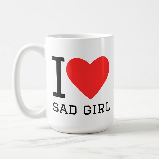 Jag älskar ledsen flicka kaffemugg (Vänster)