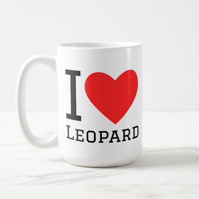 Jag älskar leopard kaffemugg (Vänster)