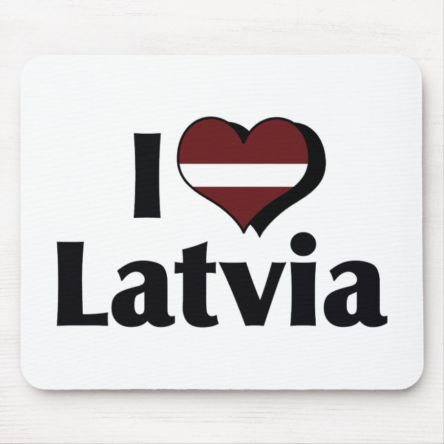 Jag älskar Lettlands flagga Musmatta (Framsidan)