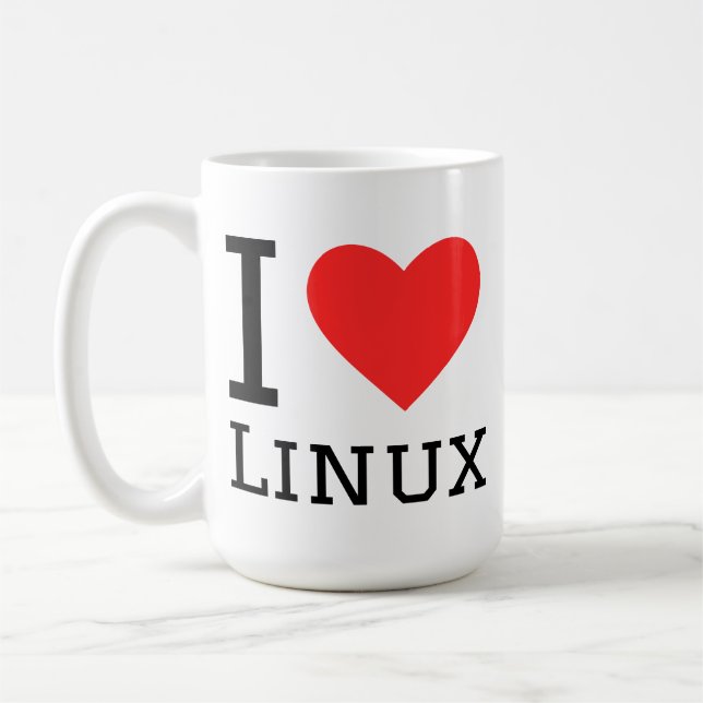 Jag älskar linux kaffemugg (Vänster)