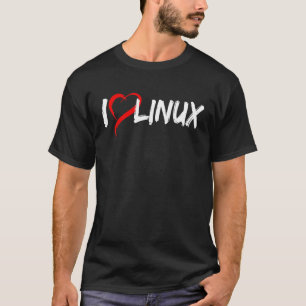 Jag älskar Linux med hjärta Penguin Tux Open Sourc T Shirt