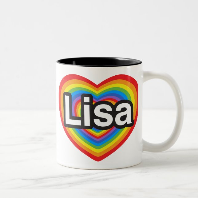 Jag älskar Lisa. Jag älskar dig Lisa. Hjärta Två-Tonad Mugg (Höger)