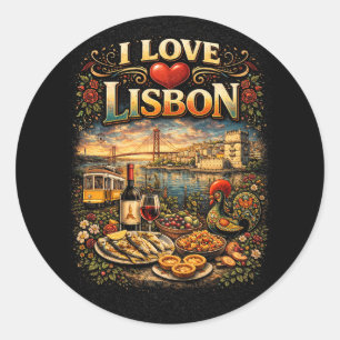 Jag älskar Lissabon Runt Klistermärke