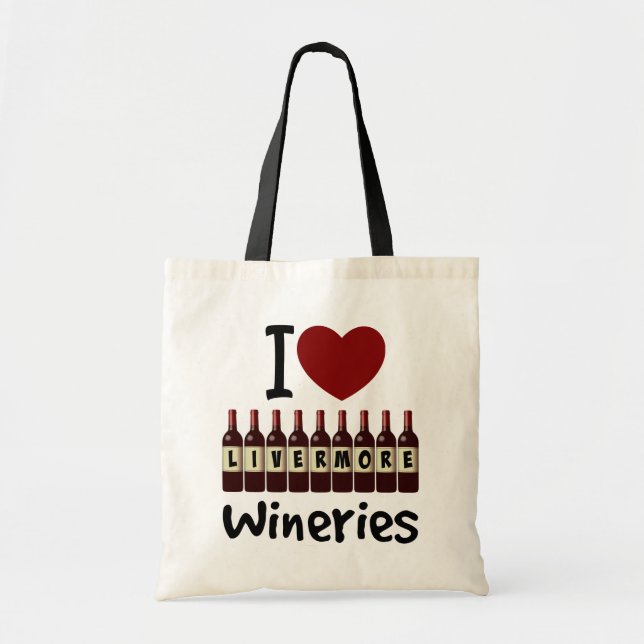Jag älskar Livermore Wineries Heart and Wine Flask Tygkasse (Framsidan)