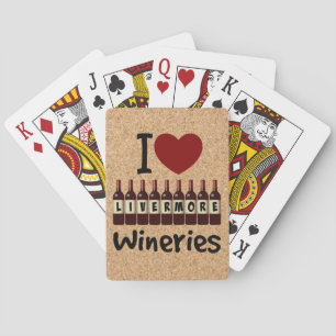 Jag älskar Livermore Wineries hjärta och vinflasko Casinokort
