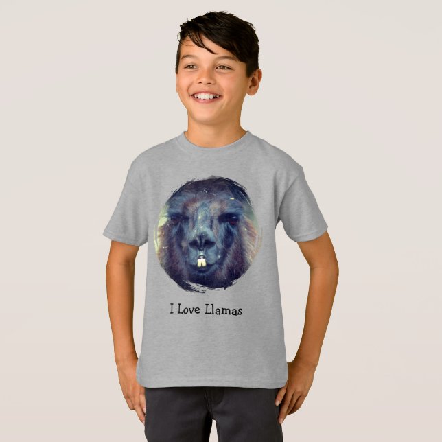 Jag älskar Llamas Bondgårdsdjur  T Shirt (Hel framsida)