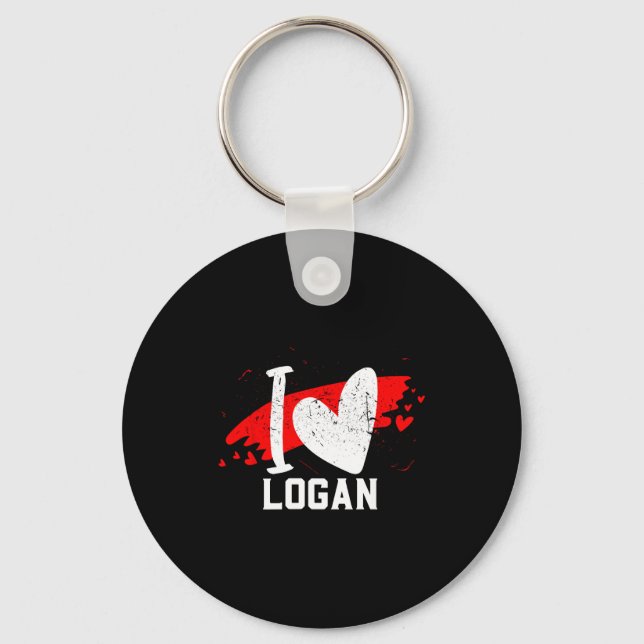 Jag älskar Logan Jag hjärtat Logan  Nyckelring (Framsida)