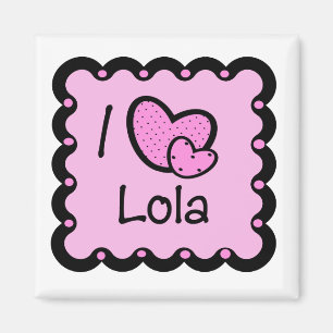 Jag älskar Lola den gulliga T-tröja Magnet