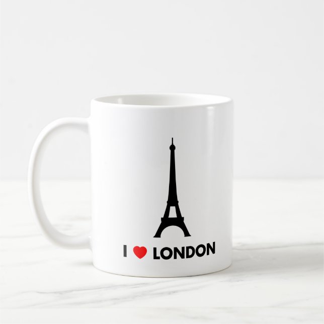 Jag älskar London - den Eiffel tornmuggen Kaffemugg (Vänster)