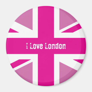 Jag älskar London den rosa fackliga jackmagneten Magnet