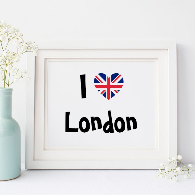 Jag älskar London Poster (I Love London with Union Jack Heart Shape)