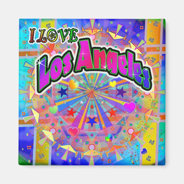 Jag ÄLSKAR Los Angeles Cosmic Unity Magnet (Framsidan)