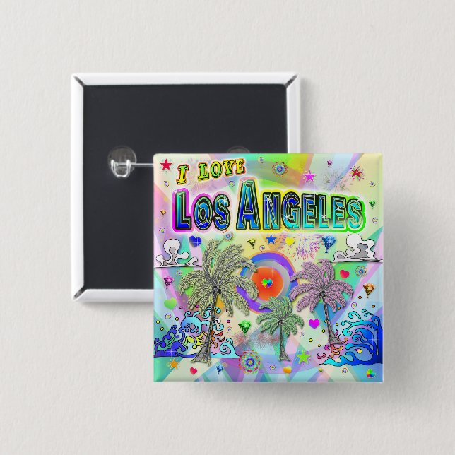 Jag ÄLSKAR Los Angeles Deep Dream-knapp Knapp (Framsida & baksida)