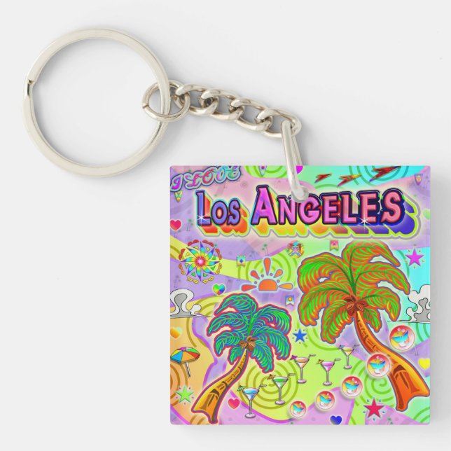 Jag ÄLSKAR Los Angeles Semester Måltavla Nyckelrin (Framsidan)