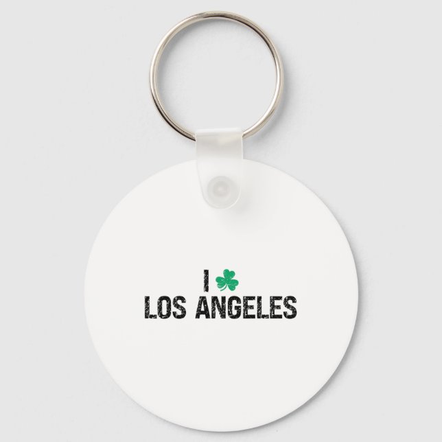 Jag älskar Los Angeles Shamrock Clover St. Patrick Nyckelring (Framsida)