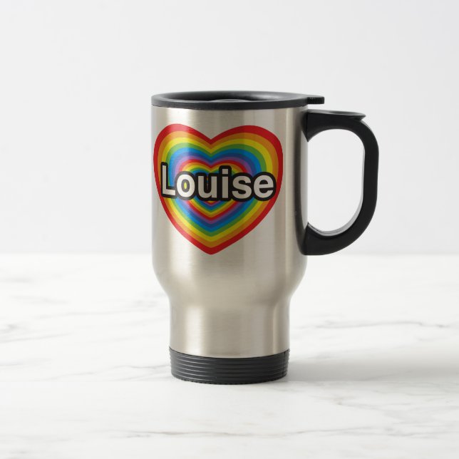 Jag älskar Louise. Jag älskar dig Louise. Hjärta Resemugg (Höger)