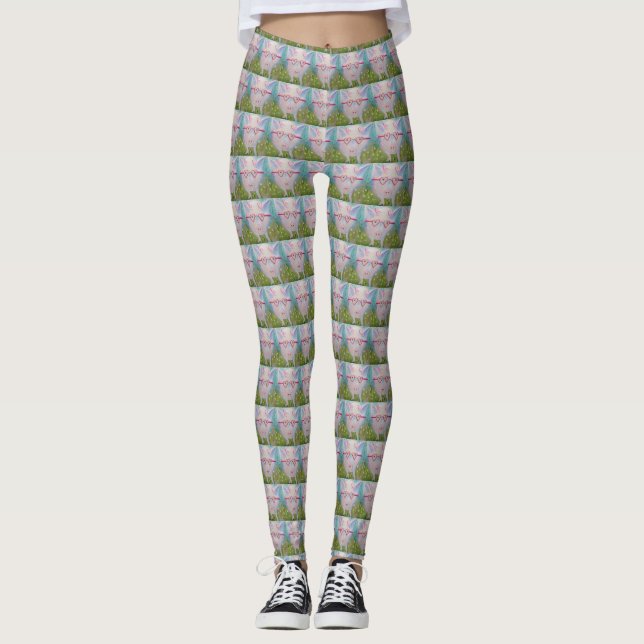 Jag älskar Lucy damasker Leggings (Framsida)